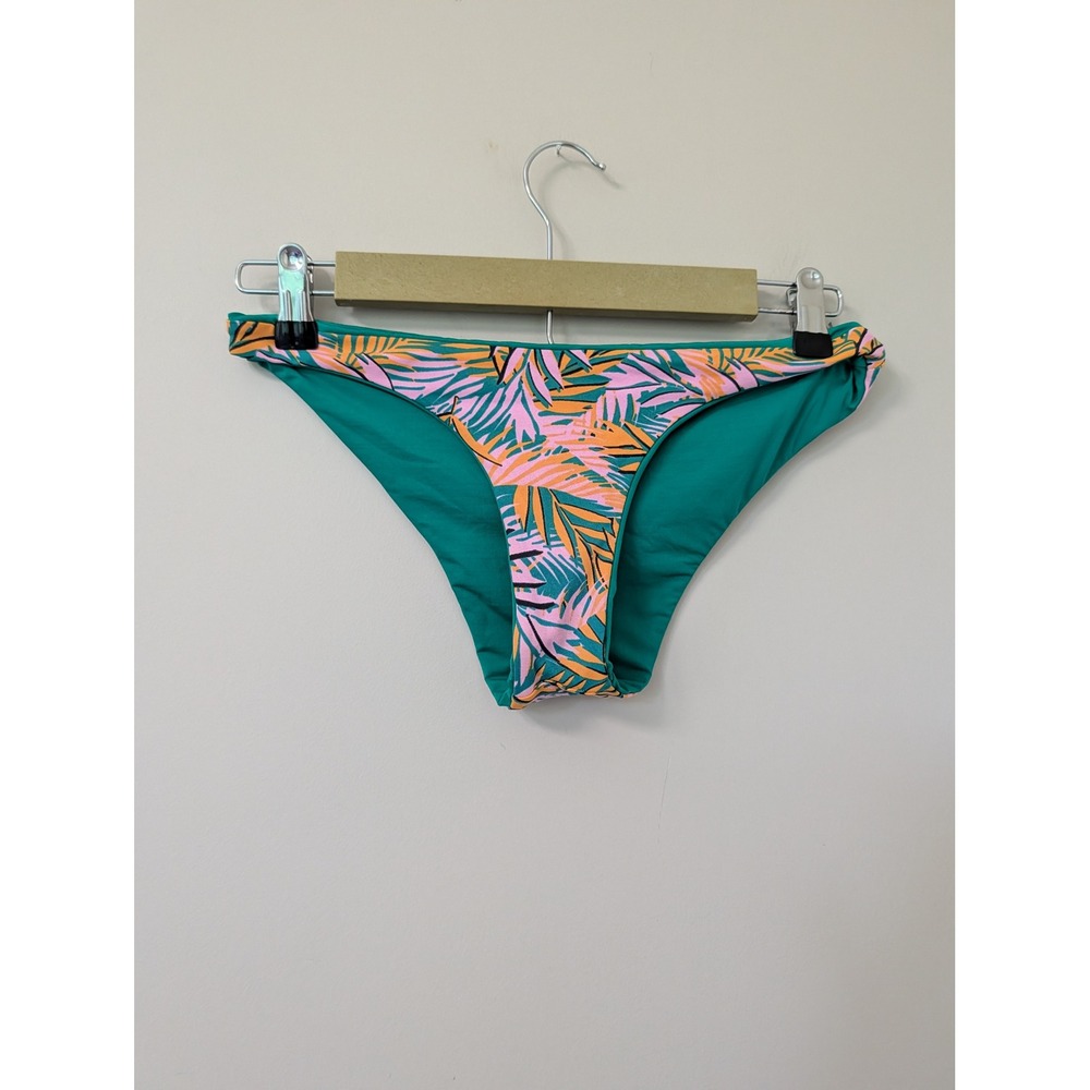 Maaji Reversible Tropical Palm Leaf Bikini Bottoms Green Pink Orange Medium